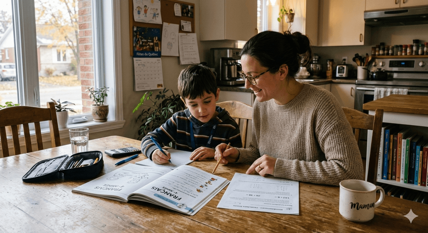 parent aide enfant primaire à réviser français et maths pour préparation examens primaire