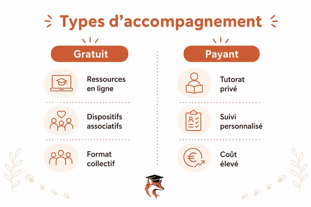 Comparatif en infographie : quelles différences entre le soutien scolaire en ligne gratuit et les offres payantes ?