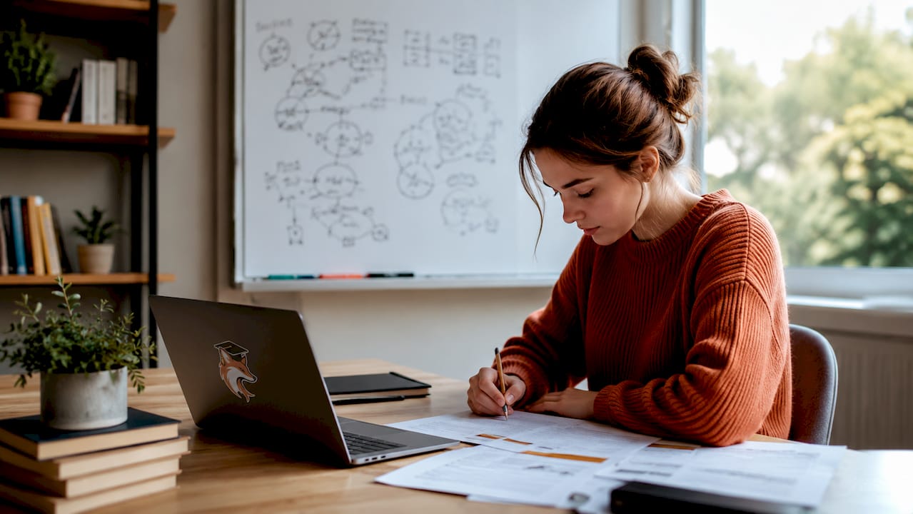Une tutrice prend des notes à la main lors d'une évaluation formative.