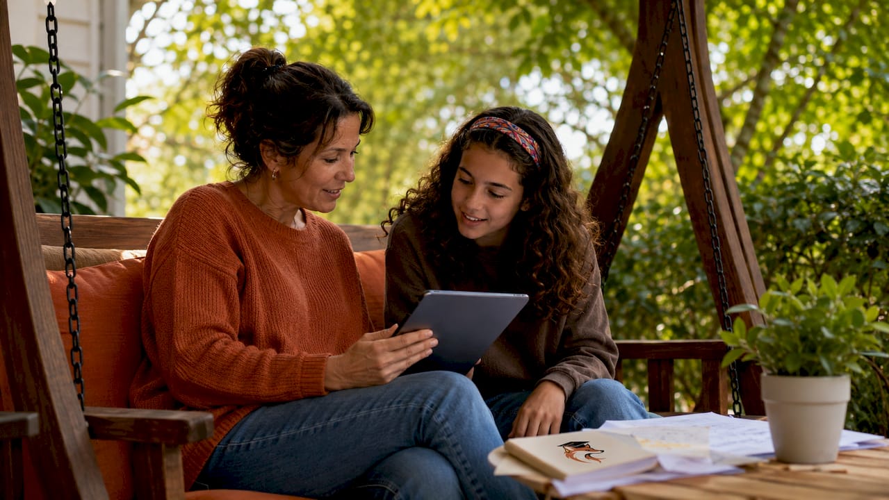 Tutor and student engaged in home tutoring session
