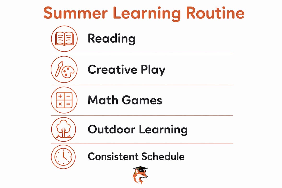 Infographic showing weekly summer learning activities