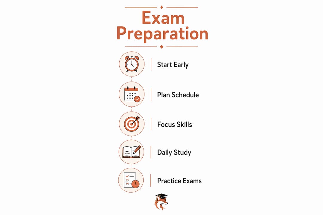 Infographic showing step-by-step ministerial exam preparation