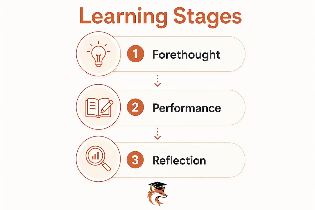 Infographic outlining stages of self-regulated learning