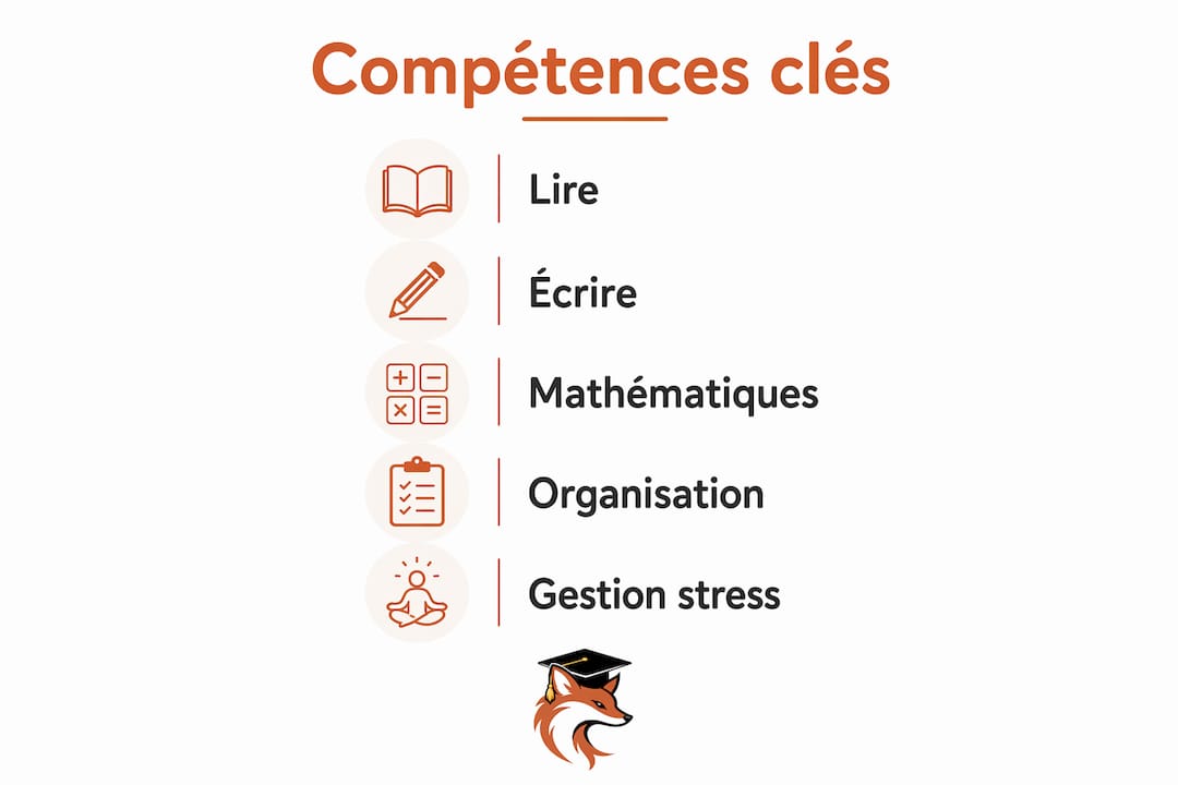 Découvrez en un coup d'œil les compétences indispensables pour réussir vos examens grâce à cette infographie claire et synthétique.
