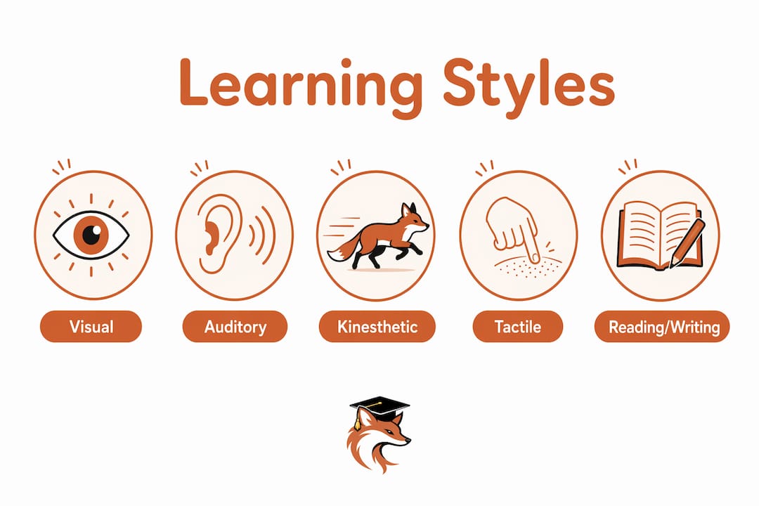 Infographic illustrating five early childhood learning styles