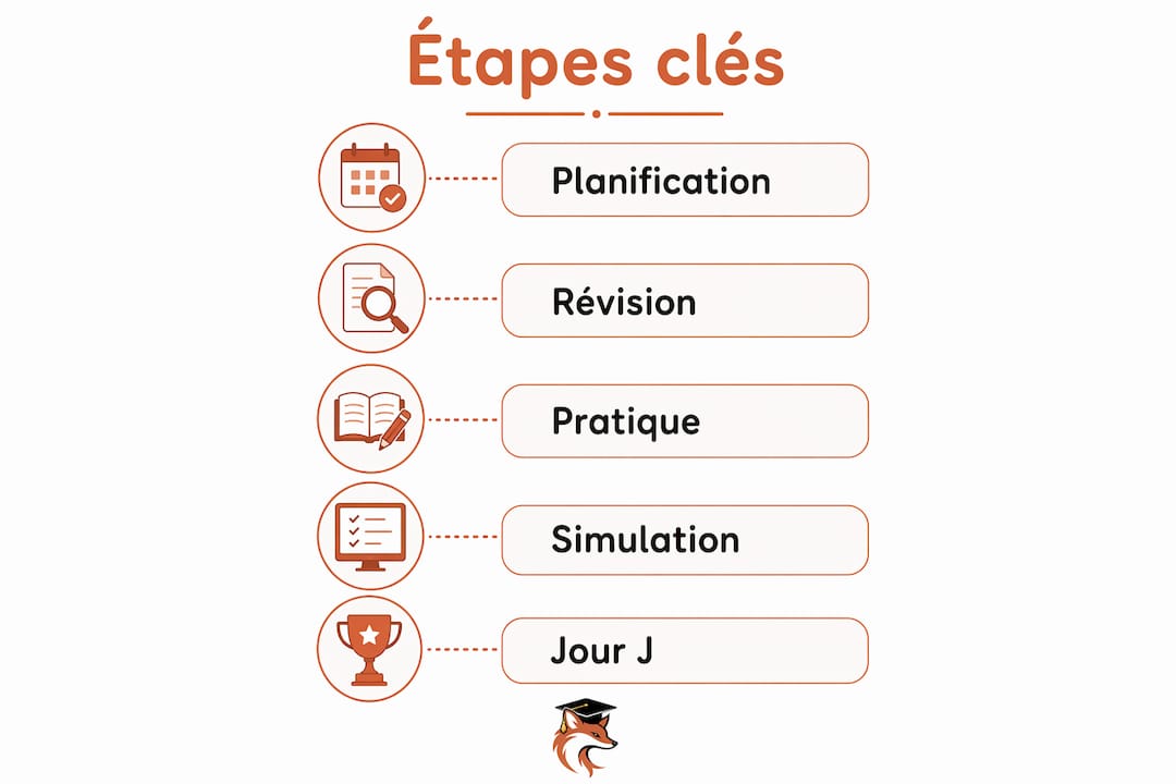 Infographie : les étapes clés pour bien se préparer à l’examen de français