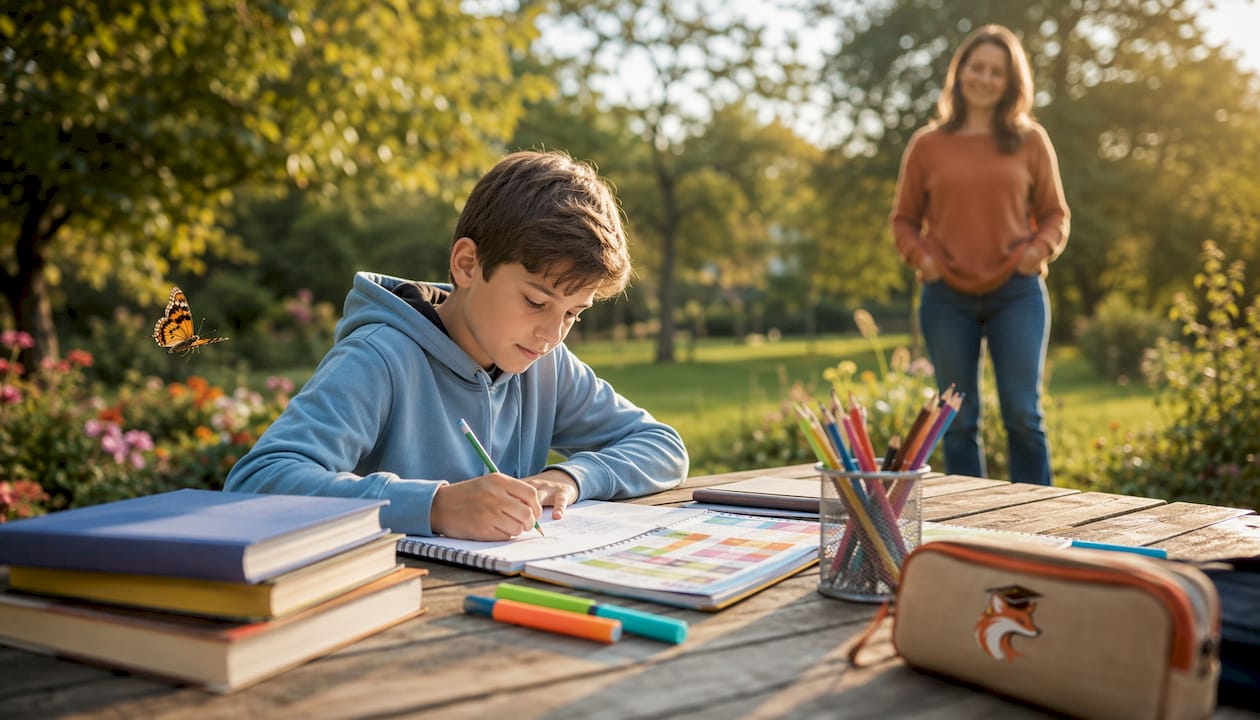 Child with ADHD looking distracted while studying