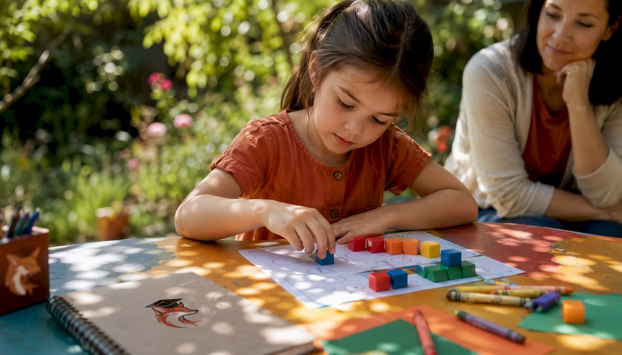 Child practicing working memory task