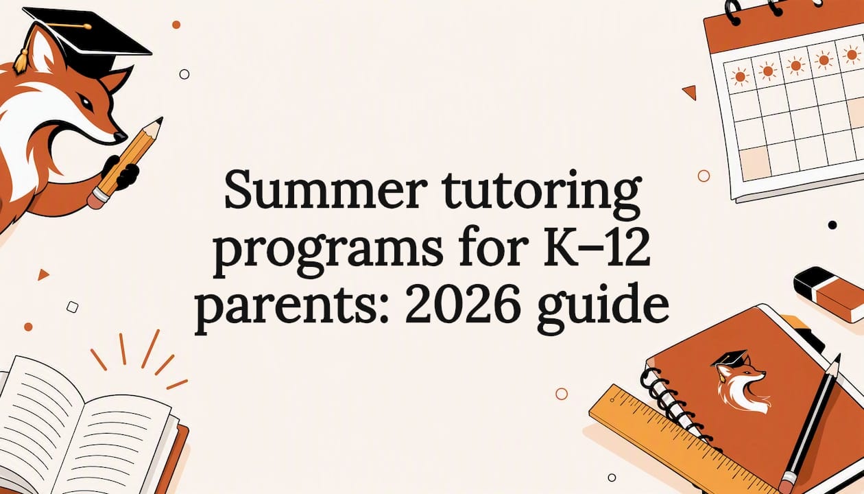 Decorative title card illustration with summer tutoring theme