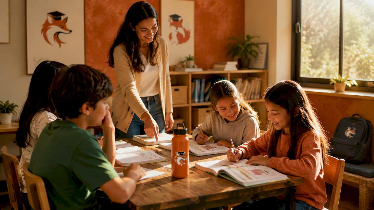 Young students learning in tutoring center classroom