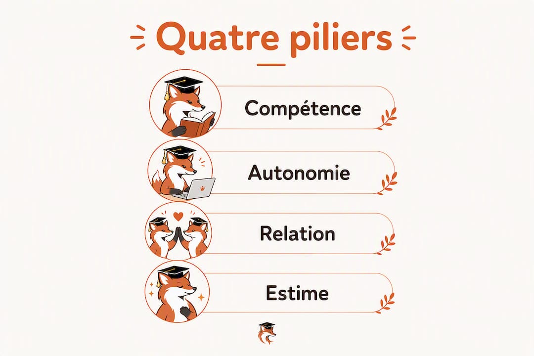 Découvrez en image les quatre fondamentaux pour développer la confiance en soi à l’école.