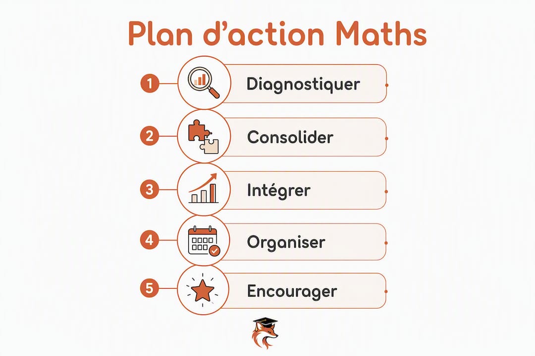 Découvrez une infographie qui détaille cinq étapes clés pour accompagner efficacement les élèves en mathématiques.