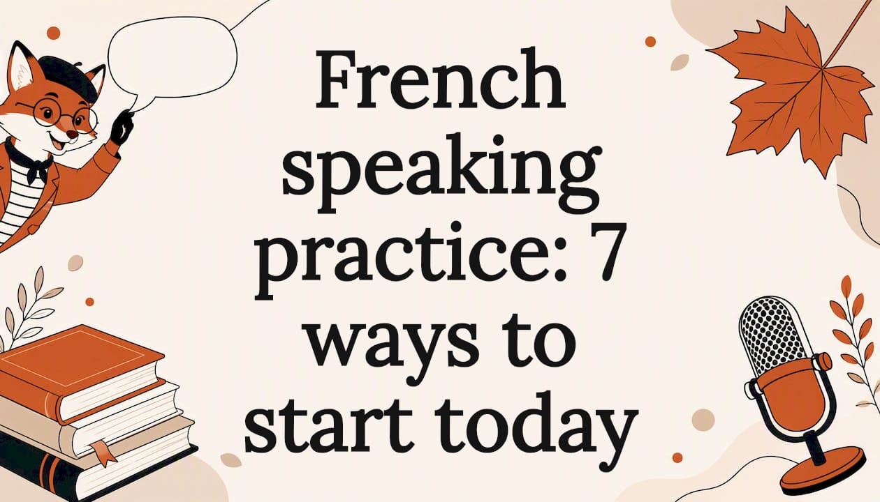 Decorative title card for French speaking practice article