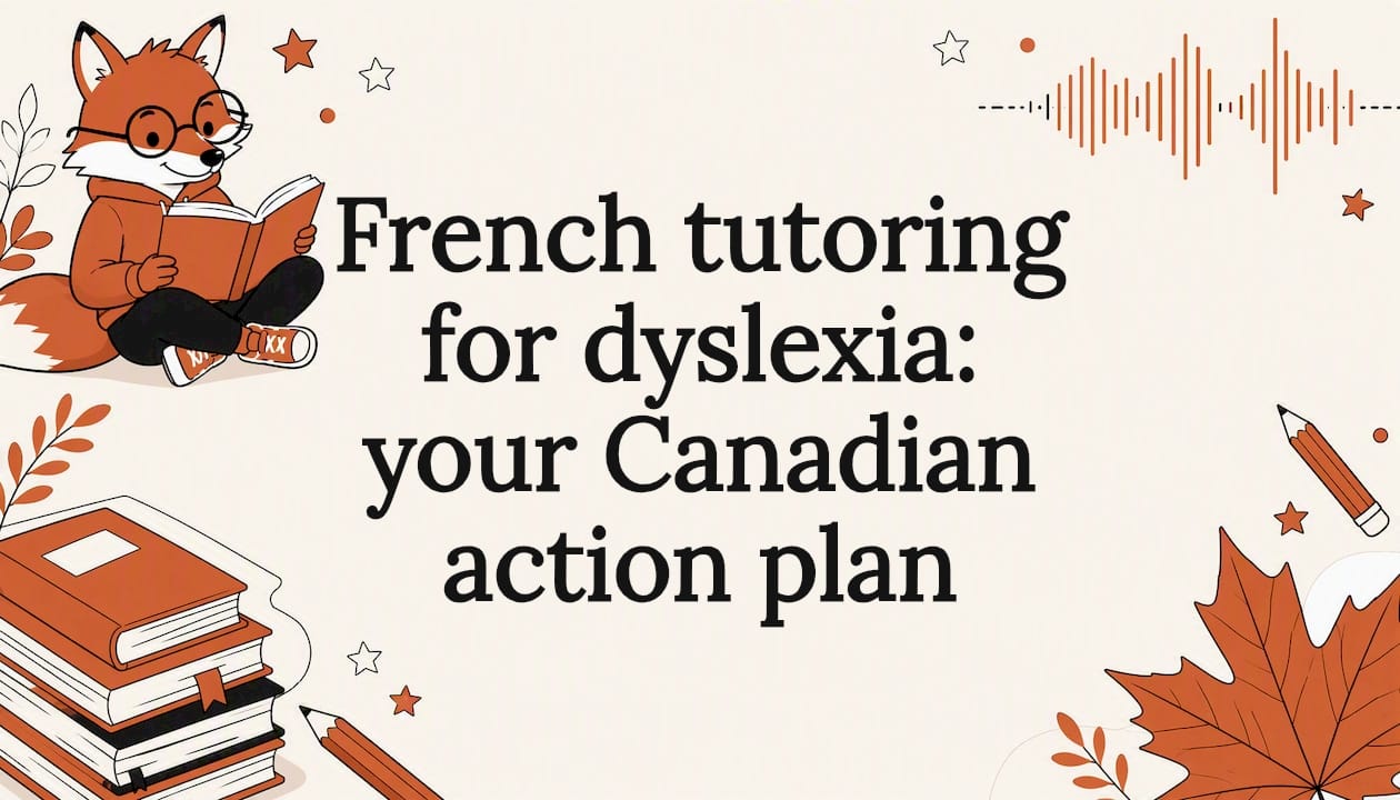 Decorative title card illustration for French tutoring article