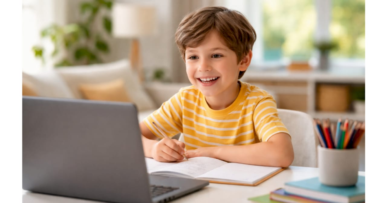 Bureau de travail équipé de supports pédagogiques personnalisés