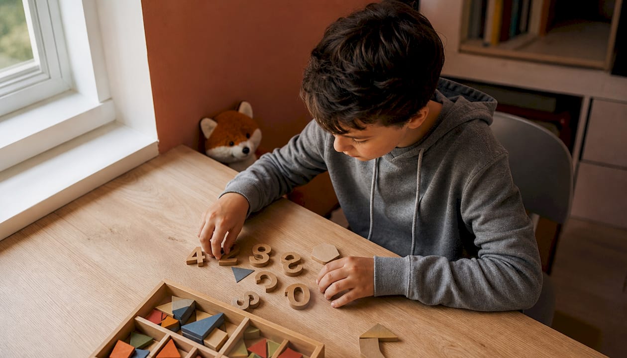 Des mains en train de disposer des outils pédagogiques sur mesure