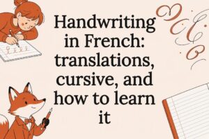 Decorative title card for French handwriting article