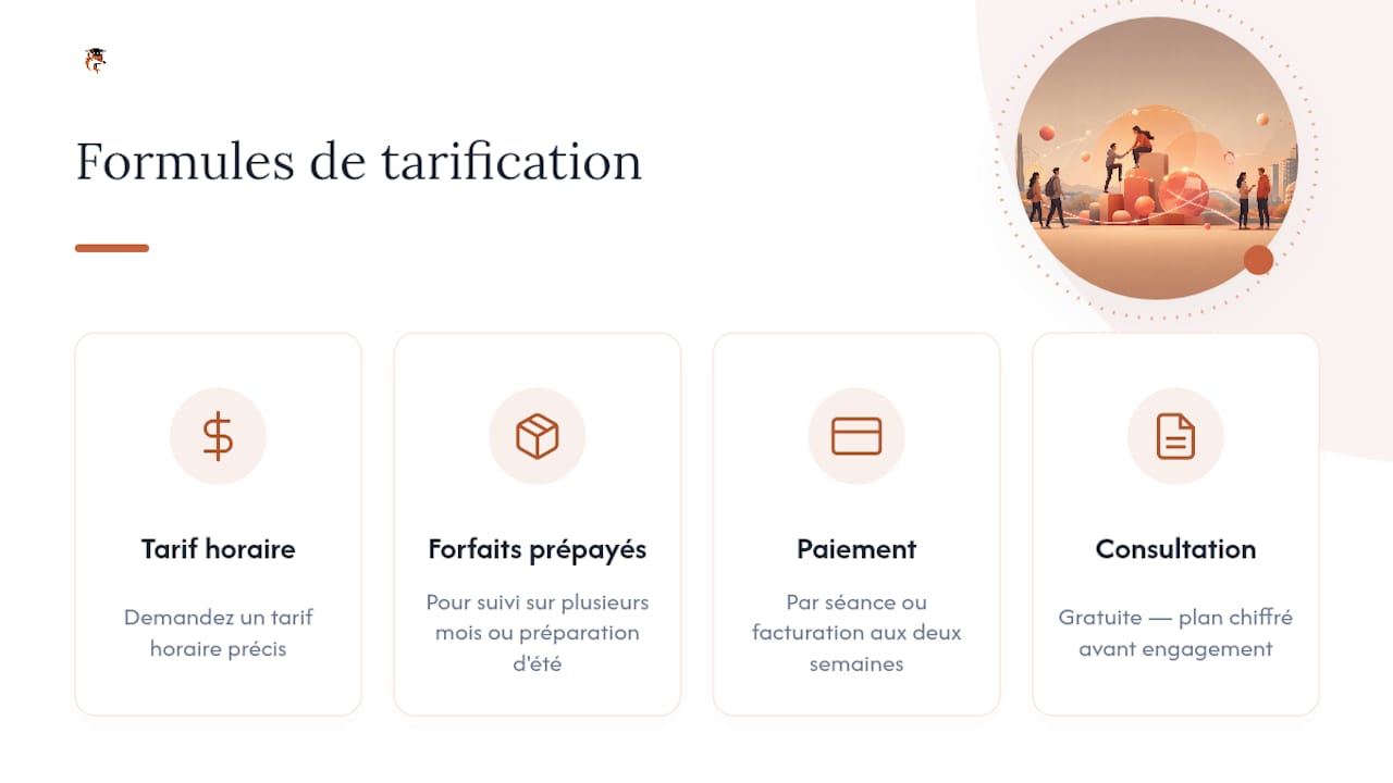 Aperçu des différentes options tarifaires pour les séances de tutorat