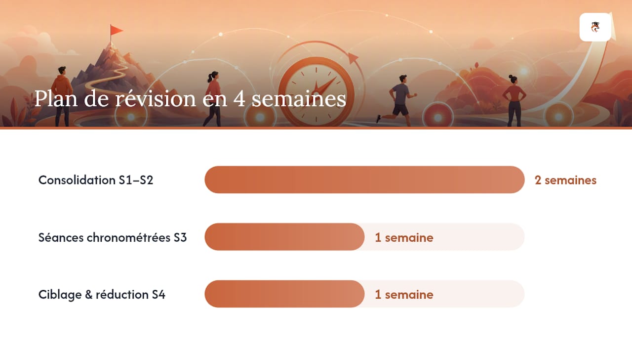 Schéma d’organisation pour réviser sur 4 semaines
