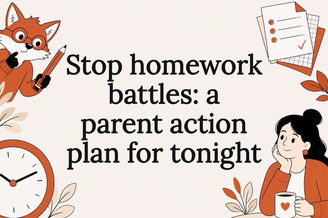 Decorative homework battle title card illustration