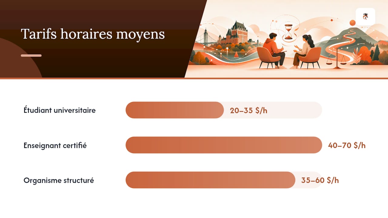 Tableau comparatif des tarifs horaires de tutorat au Québec
