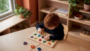 Mains disposant des outils d'apprentissage sur la table