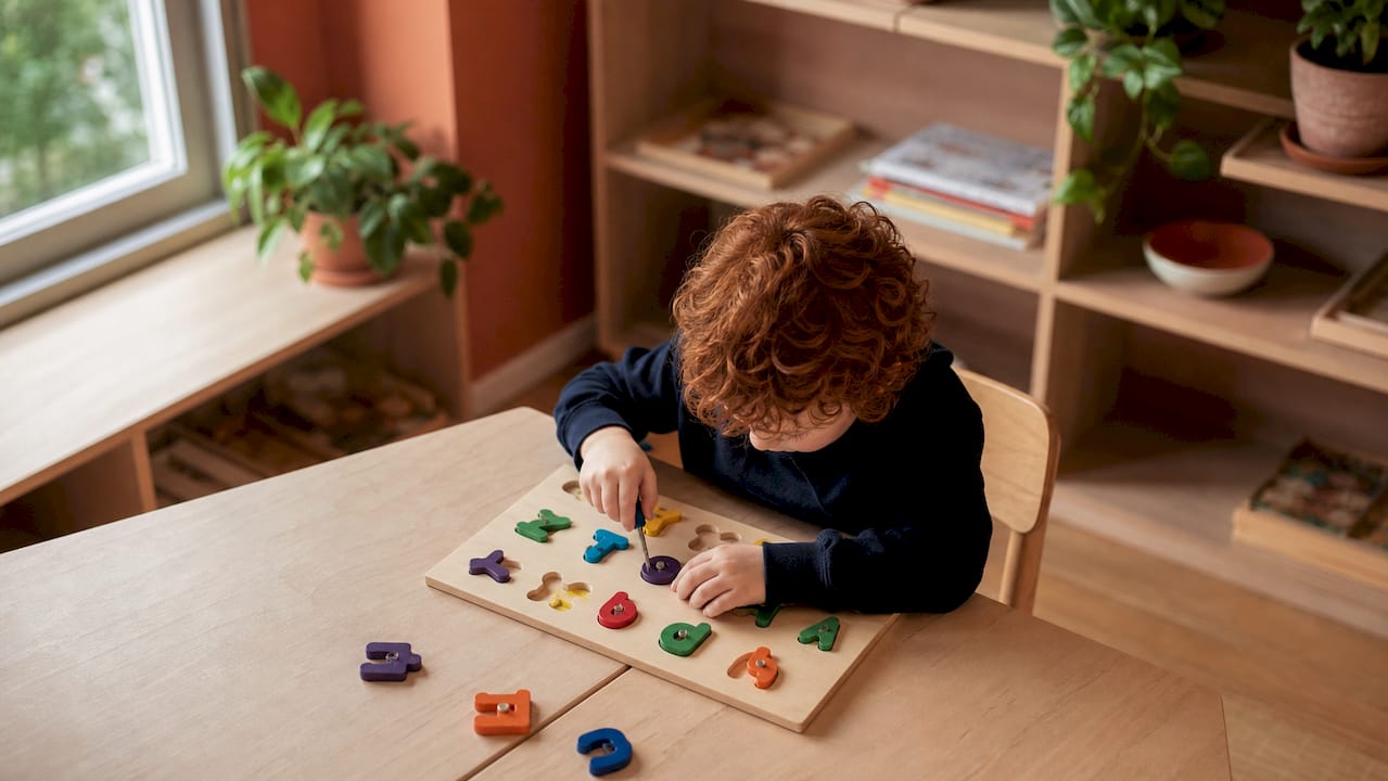 Mains disposant des outils d'apprentissage sur la table