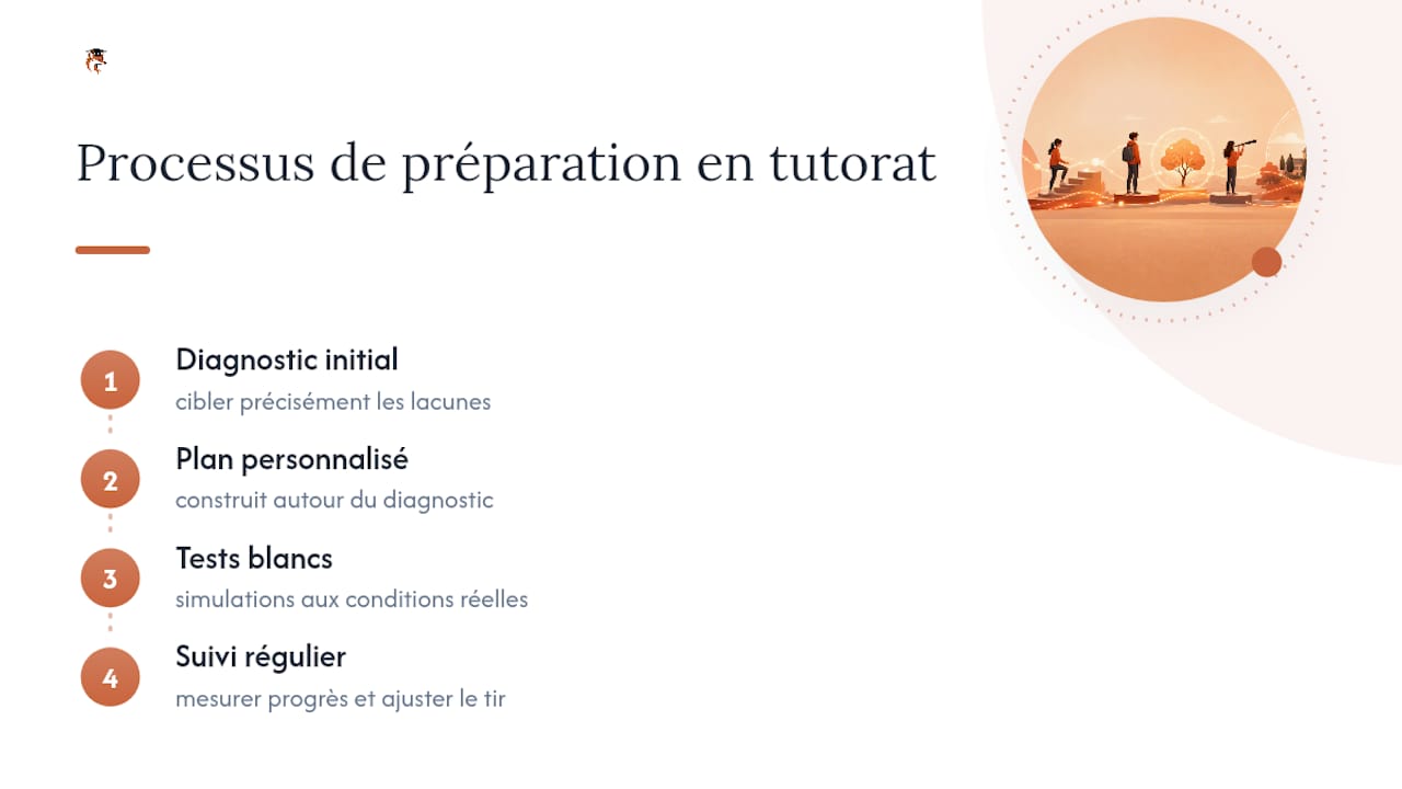 Schéma des étapes du processus de préparation au tutorat