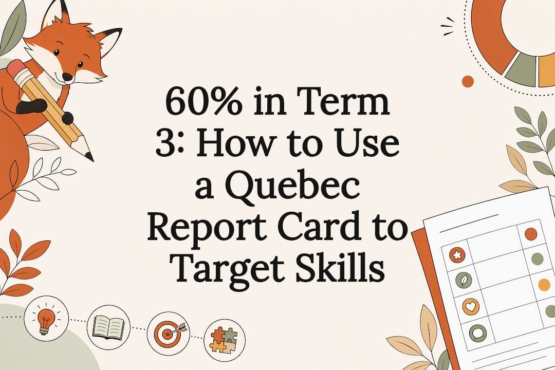 Fox and report card skills illustration