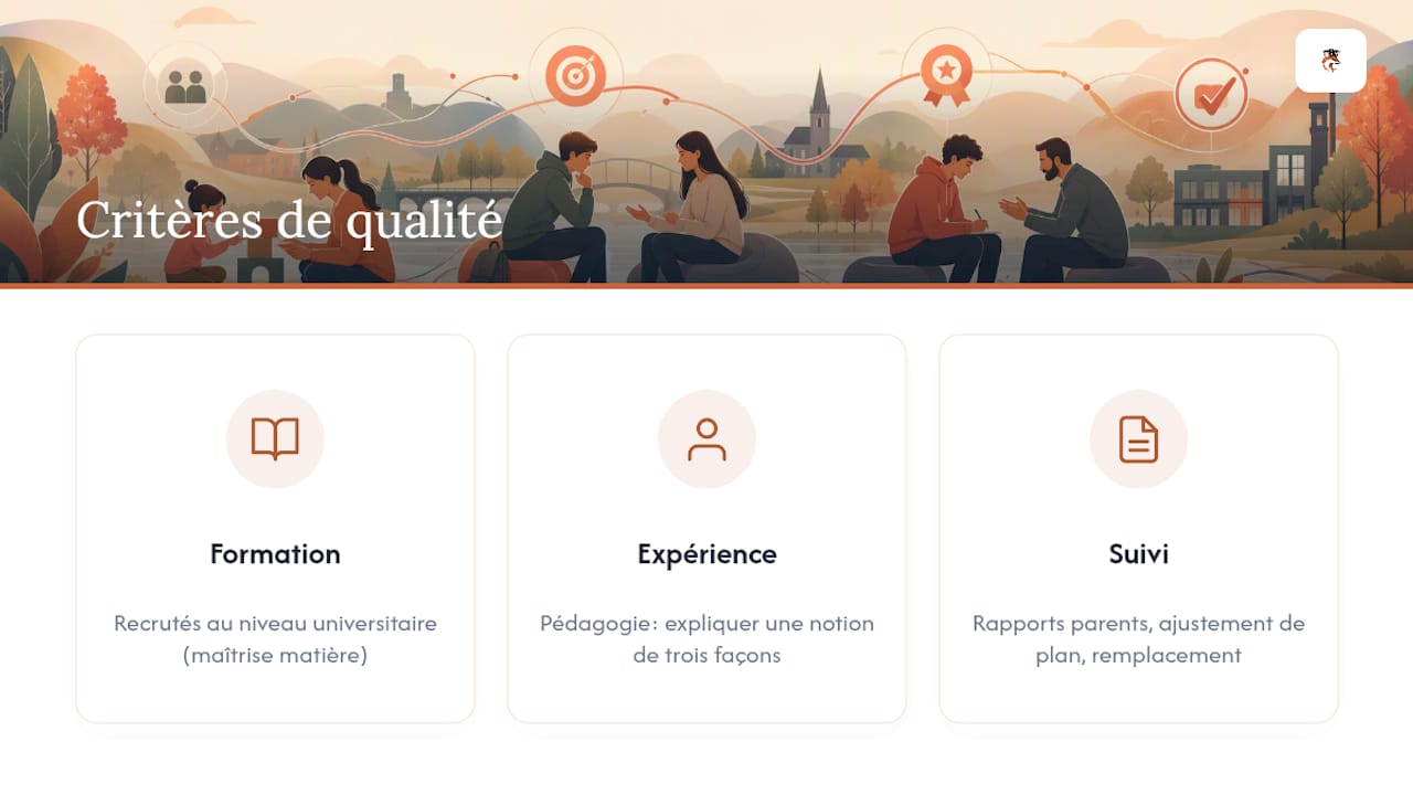 Trois critères essentiels pour assurer la qualité d’un tuteur