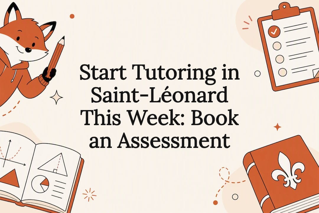 Tutoring assessment title card with fox illustration