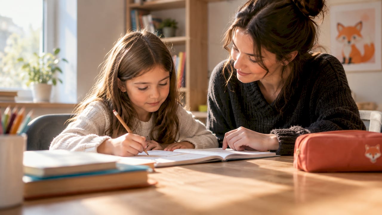 Tuteur accompagnant un jeune élève
