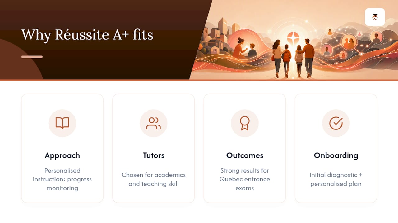 Why Réussite A+ fits families searching for tutoring in LaSalle — overview diagram