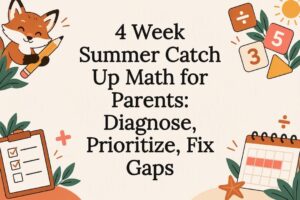 Summer math catch-up title card illustration