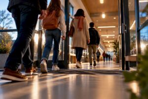 Familles découvrant un lycée