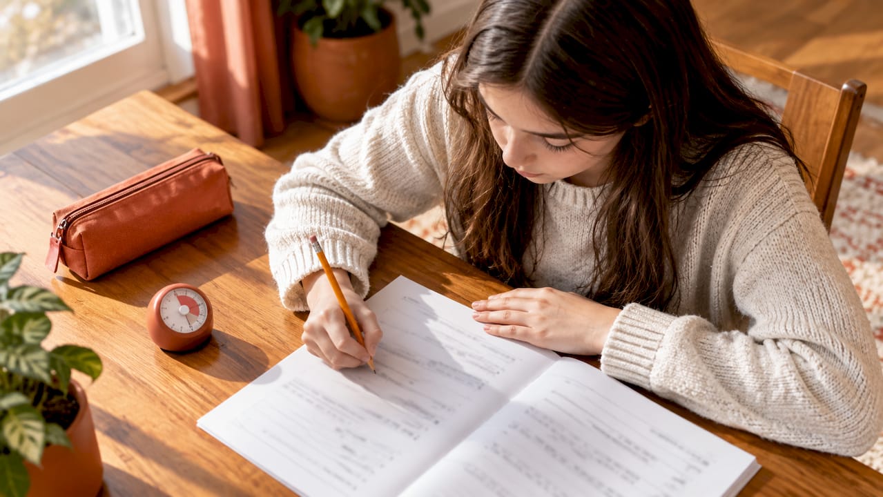 Student completing a practice exam