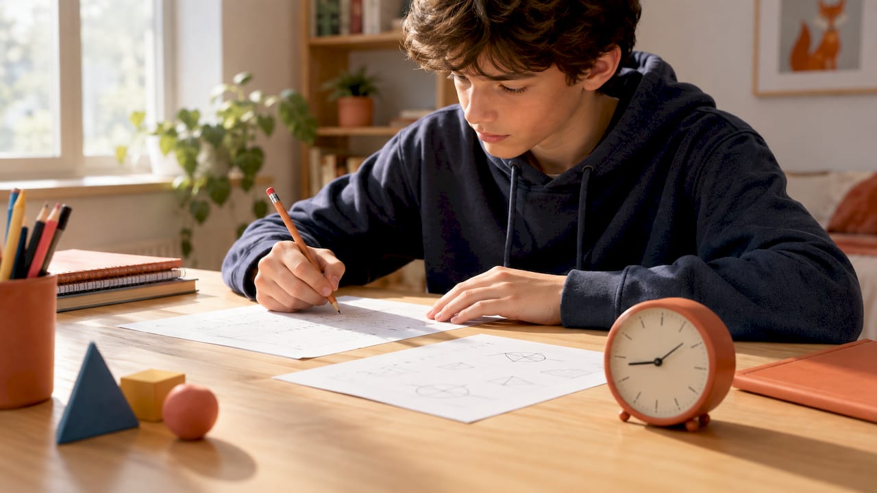 Élève réalisant des exercices sous contrainte de temps