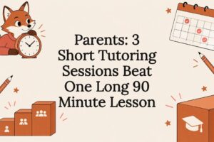 Illustrated title card with tutoring schedule symbols
