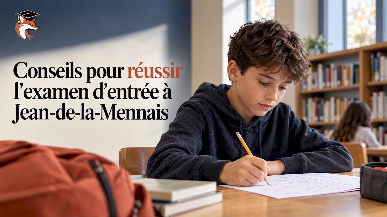 Étudiant se préparant à un examen d'entrée scolaire