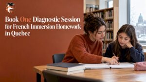 Tutor reviewing French immersion homework with student