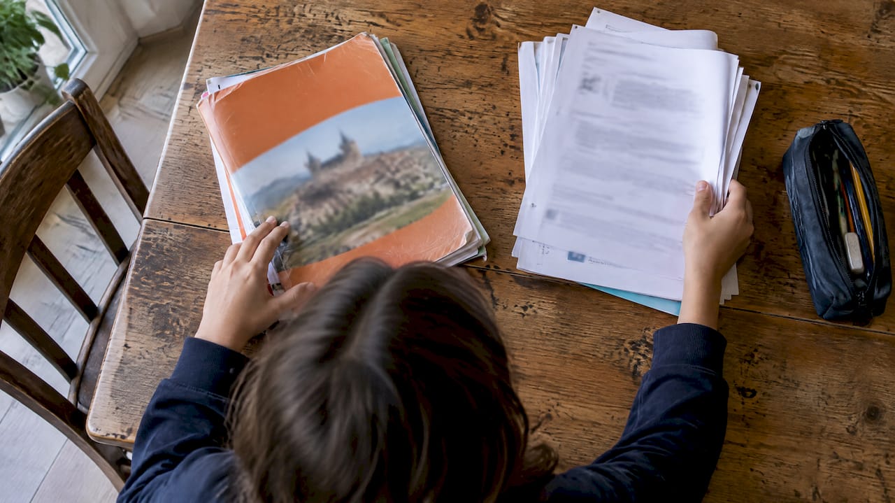 French immersion school materials on table