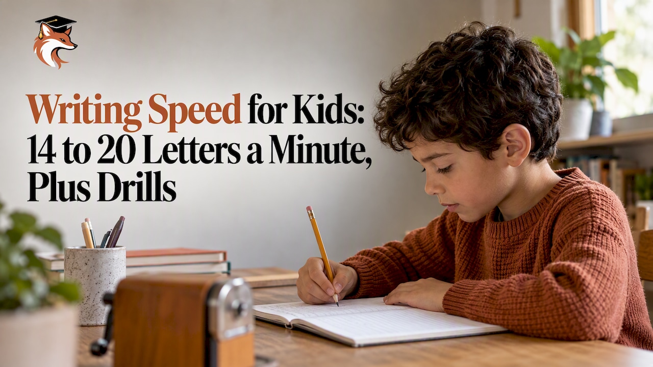 Child writing a handwriting practice line