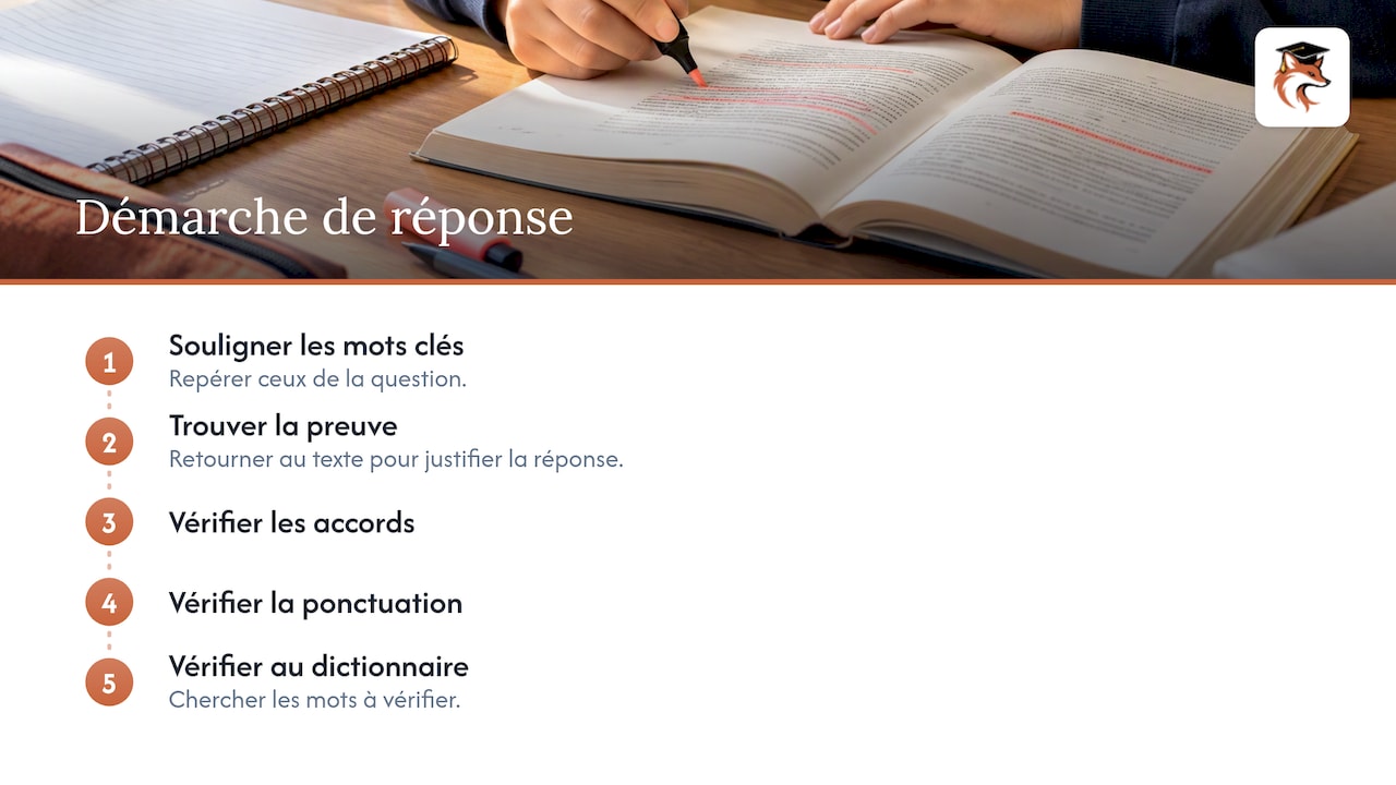 Étapes pour répondre et relire un texte