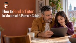Parent and child reviewing tutoring options