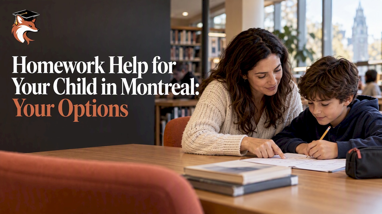 Parent helping child with library homework