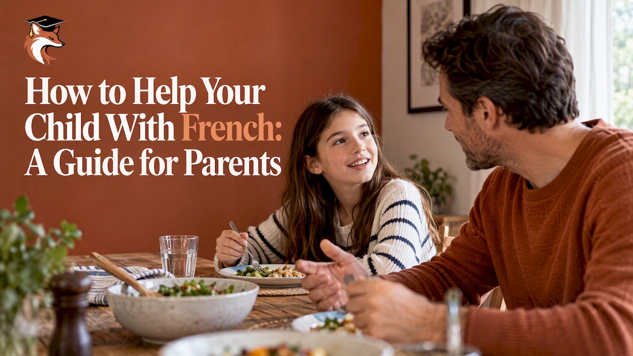 Parent and child chatting over dinner