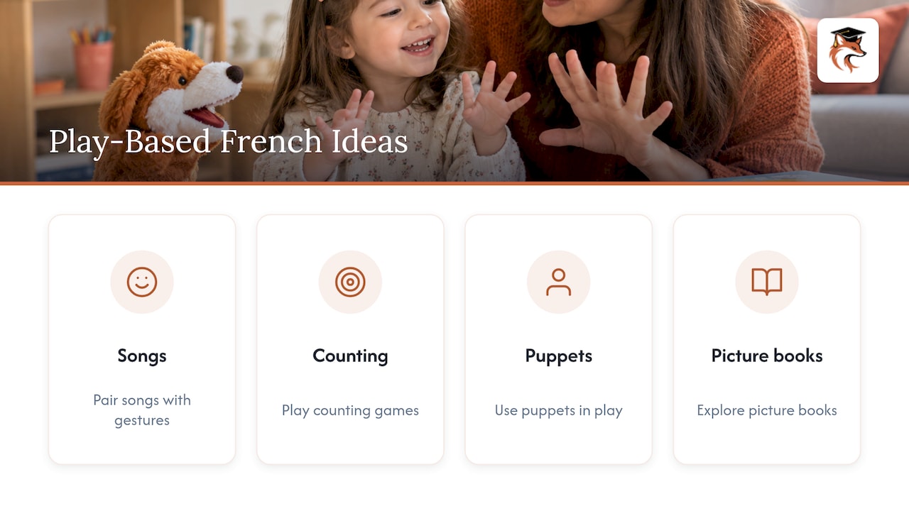Four play-based French learning activities
